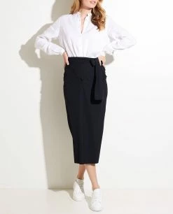 Wrap Midi Skirt In Stretch Quality