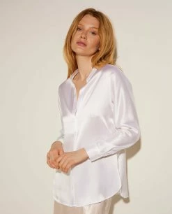 Band Collar Blouse In Silk