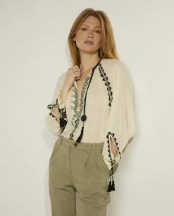 Cotton V-neck Blouse