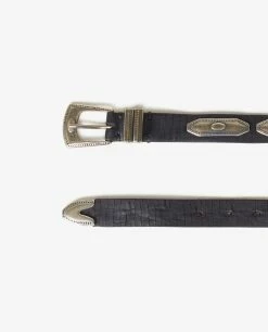 Leather Belt With Silver Accents -pauw Sales Shop pauw 493W09000590700 M1 1