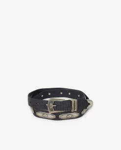 Leather Belt With Silver Accents