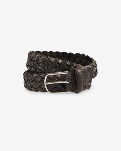 Braided Crocodile Leather Belt